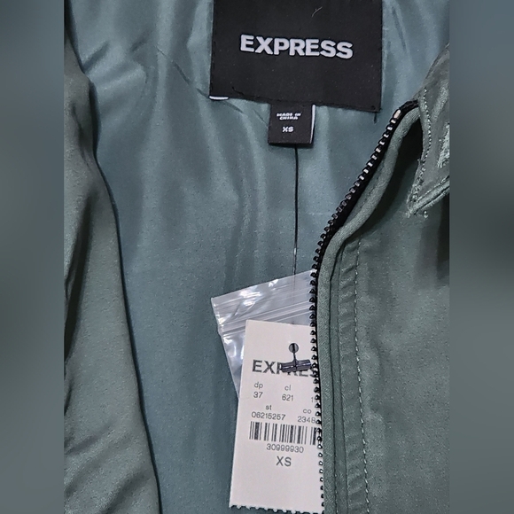 NWT Express Men's Green Bomber Jacket, sz XS - Picture 9 of 12